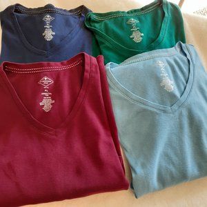 St John's Bay 3/4 Length Sleeve Essential Tee Size Petite Large (Bundle of 4)